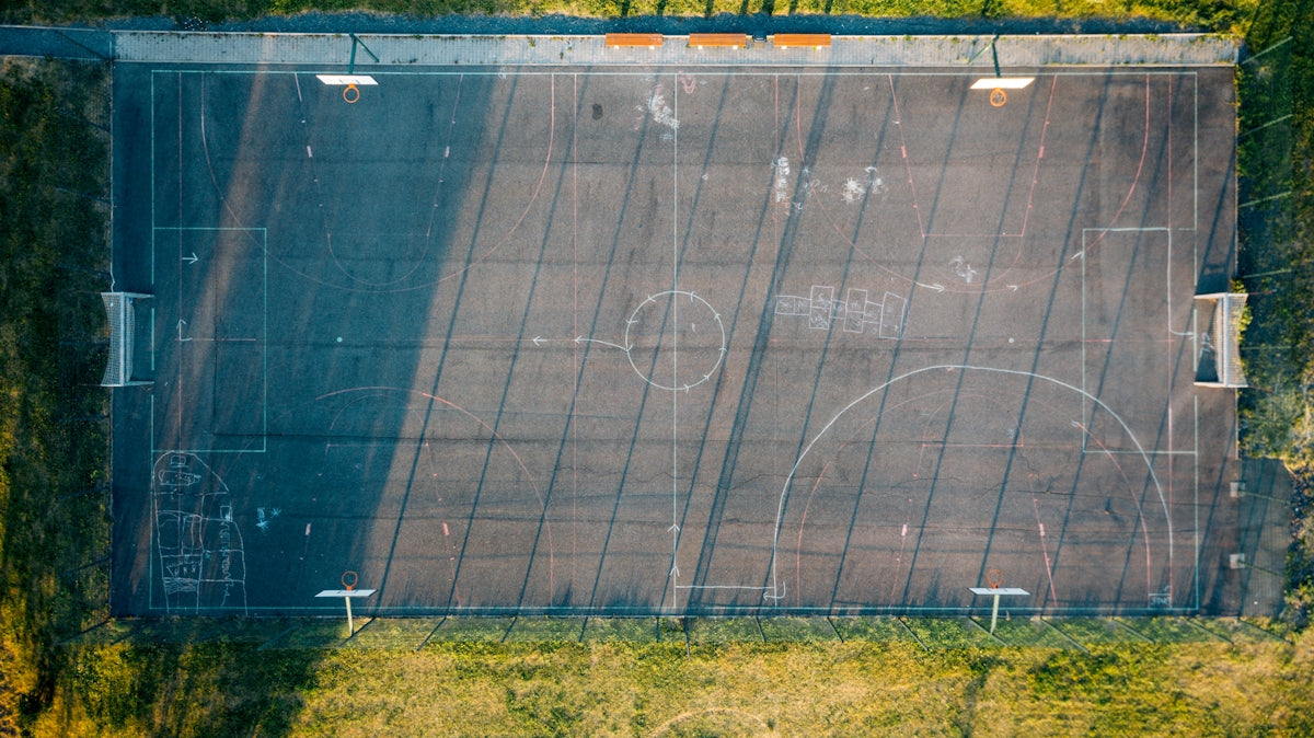 aerial view of basketball court