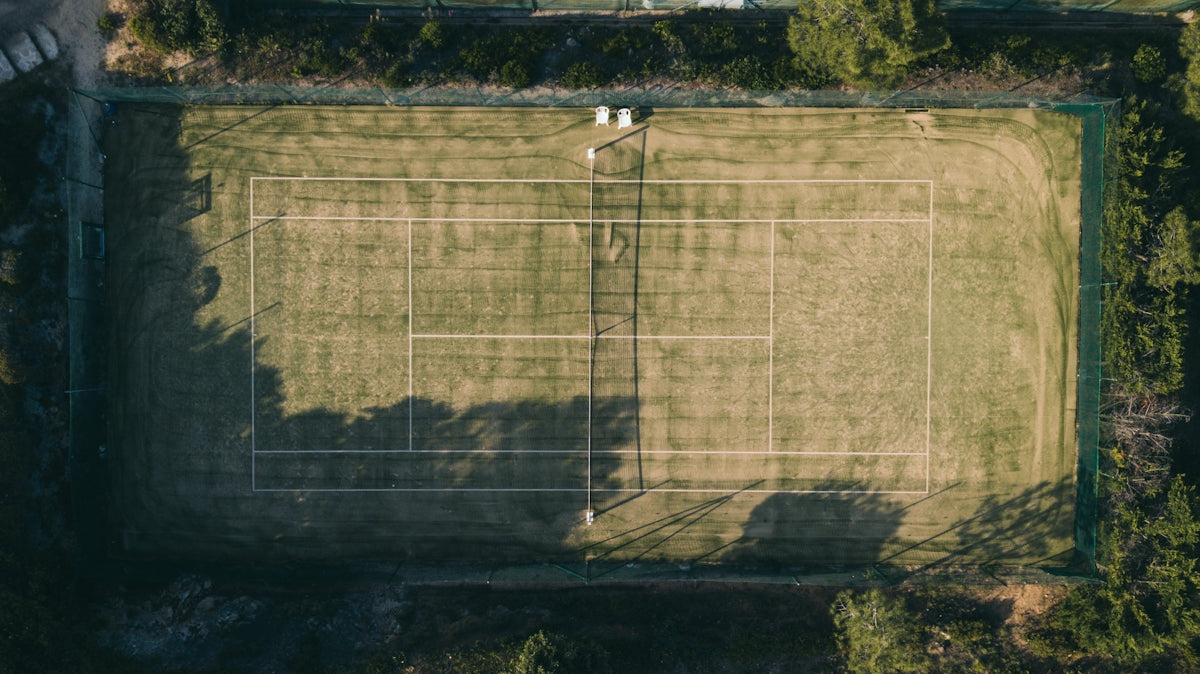 aerial view of tennis court