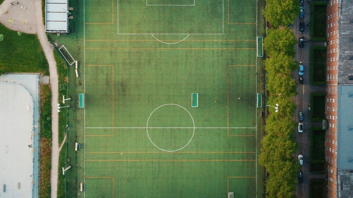aerial view of soccer field during daytime