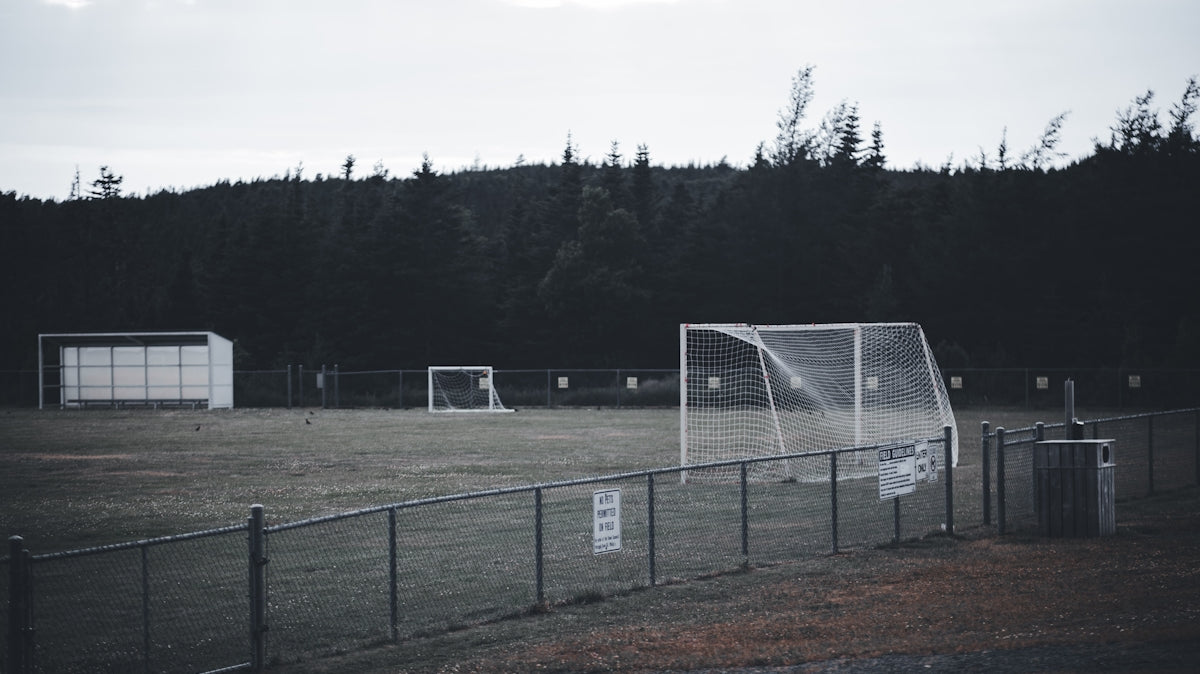 a football goal in a field