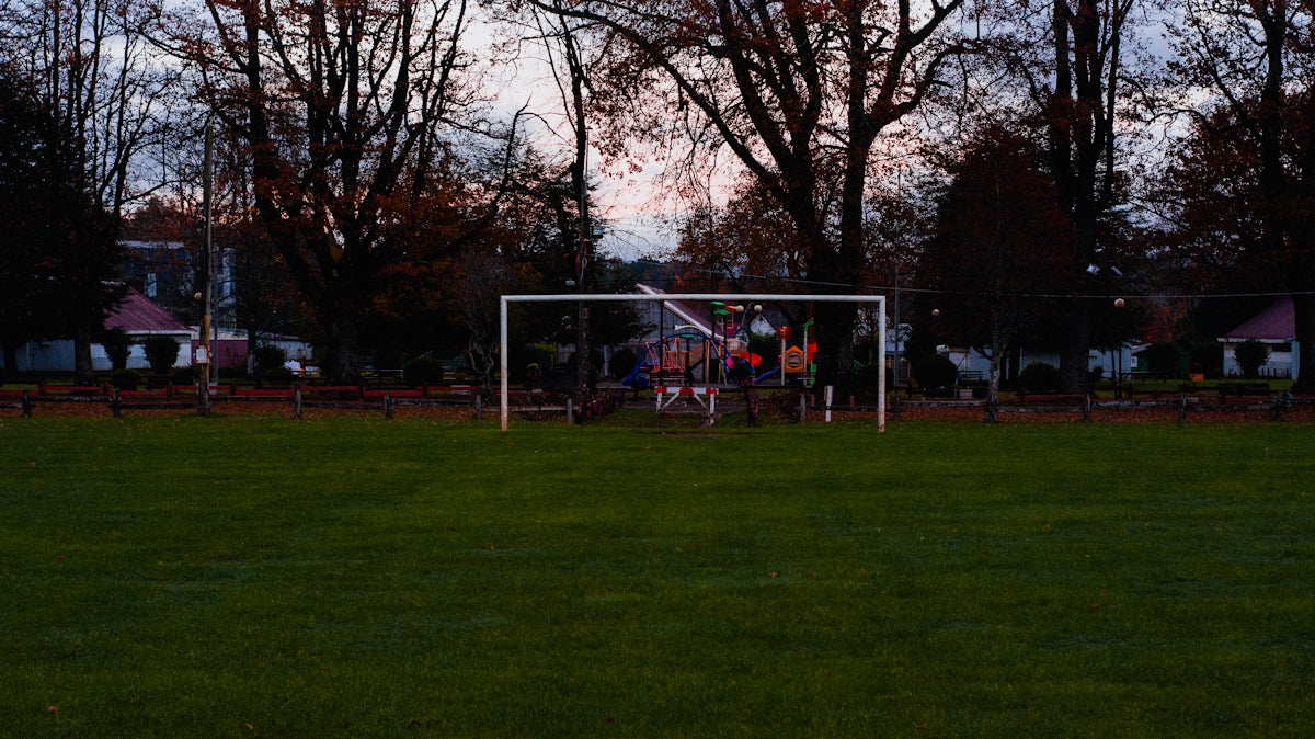 a football goal in a field
