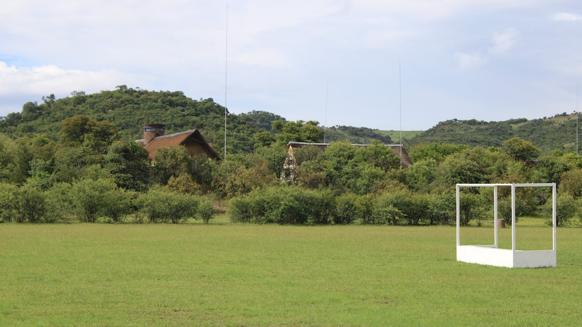 a football goal in a field