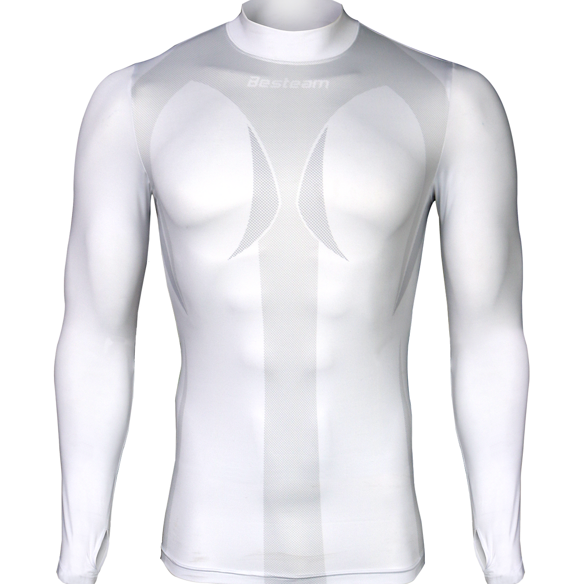 Mens Long Sleeve Compression Top White Besteam Sport