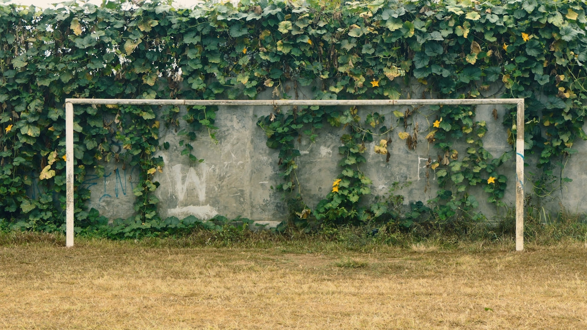 white metal soccer goal net
