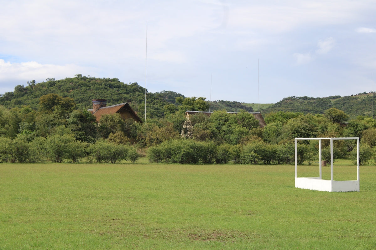 a football goal in a field
