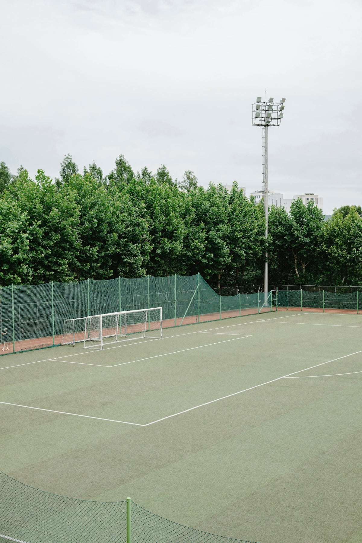 An empty soccer field awaits play.