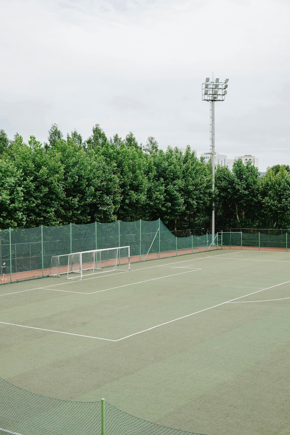 An empty soccer field awaits play
