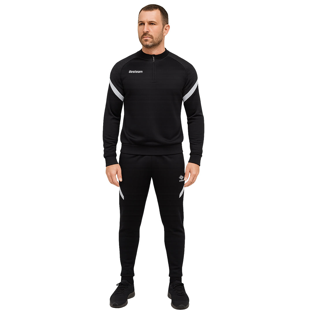 Roma 1/4 zip Training Tracksuit Black – Besteam Sport